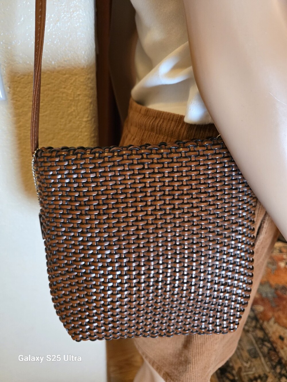 Vintage 90's Woven Vegan Leather Crossbody Bag Nine West